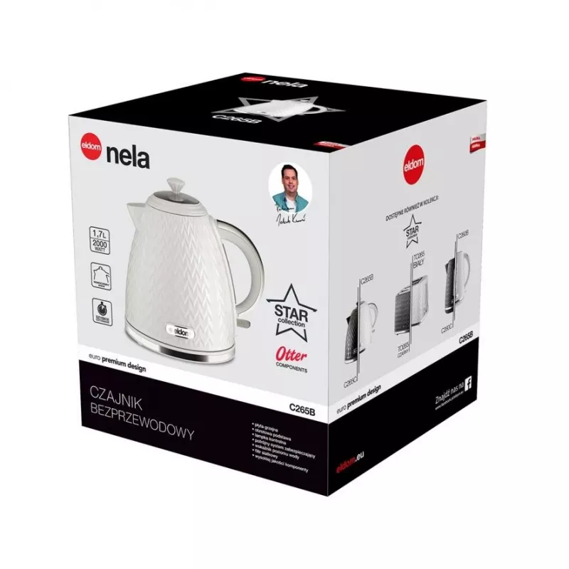 ELDOM C265B NELA elektrinis virdulys 1,7 l 2000 W Baltas