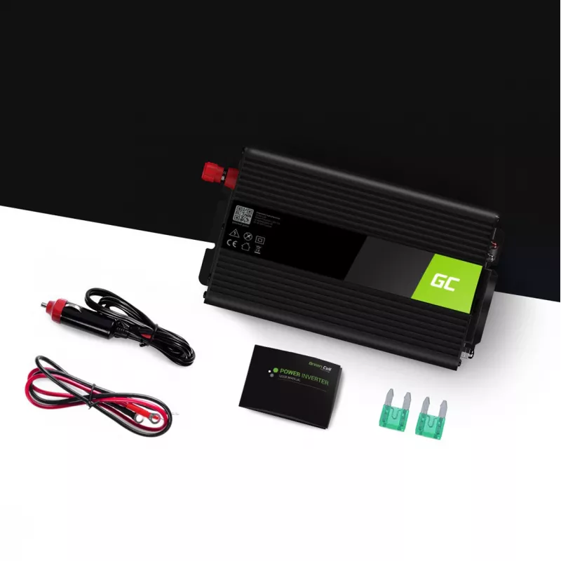 Keitiklis Green Cell INV14 300W 24V DC į 230V su USB, E tipo kištukas, aktyvus aušinimas