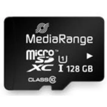 MediaRange MR945 microSDXC atminties kortelė 128GB UHS-I Class10 su SD adapteriu juoda