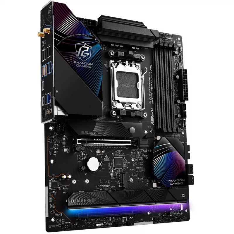 Motininė plokštė ASRock Phantom Gaming B850 Riptide WiFi — AMD B850, Socket AM5, ATX, DDR5, 4x M.2, Wi‑Fi 7, 2,5 Gb LAN