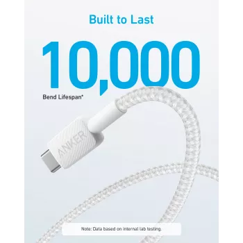 USB A į USB C laidas Anker A81H5G21 — 0,9 m, baltas