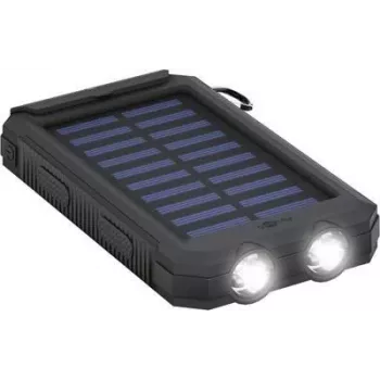 Wentronic goobay Outdoor PowerBank 8,0 - Saulės baterijos maitinimo blokas - Li-Pol - 8000 mAh - 29,6 Wh - 2 A - 2 išvesties prievadai (2 x USB) - su Micro-USB kabeliu - Juoda (49216)