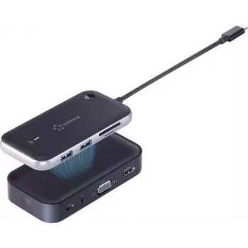 Renkforce RF-4499450 USB-C™ Mini dokavimo stotelė su kortelių skaitytuvu, universali