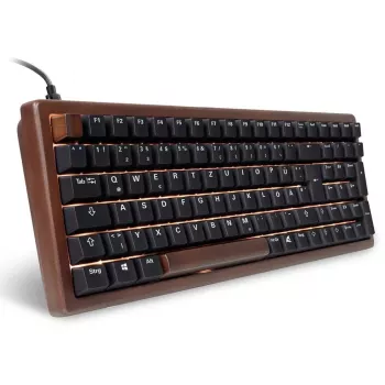 Klaviatūra Sharkoon SGK50 S2, USB, QWERTZ, vokiškas išdėstymas, medžio apdaila