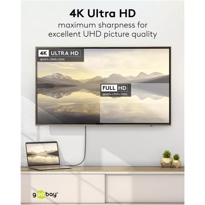 USB-C į DisplayPort laidas GOOBAY 75704, 1 m, iki 4K@60Hz