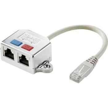 Renkforce RJ45 tinklo T-adapteris CAT 6 [2x RJ45 lizdas - 1x RJ45 kištukas] 15,00 cm metalinis (RF-4538138)
