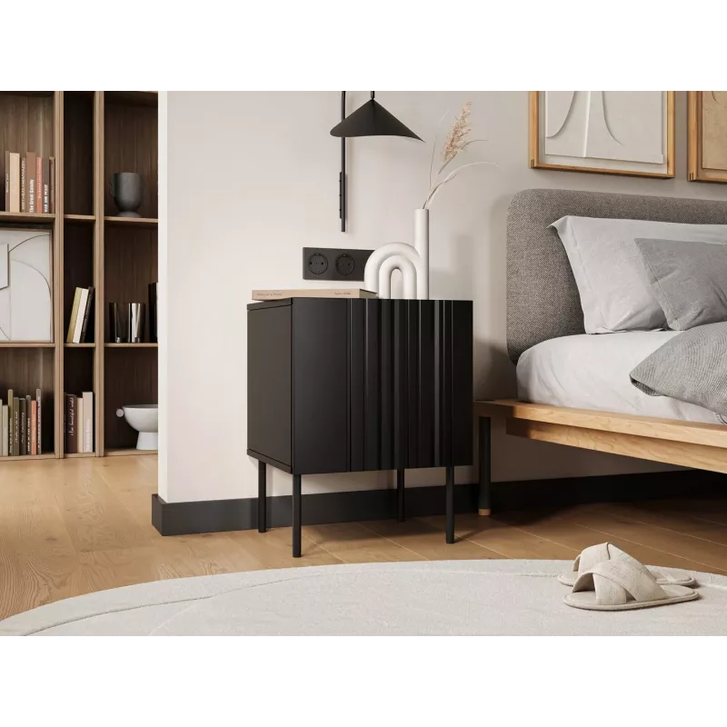 Naktiniai staliukai 2 vnt Cama Meble ISLA 44,5×40×59 cm juodas matinis MDF/medžio drožlių plokštė