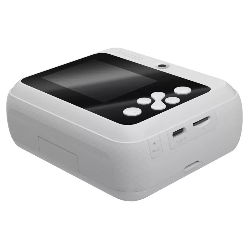 Momentinė spausdinimo kamera SAVIO AN-01 vaikams, balta, 2,4 colio LCD, MicroSDHC iki 32 GB, USB-C, 1200 mAh baterija, be įmontuotos blykstės