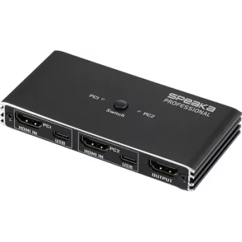 SpeaKa Professional HDMI 2.0 Slim KVM 2X1 USB2.0+IR, juodas HDMI jungiklis 3840 x 2160 pikselių (SP-13724436)