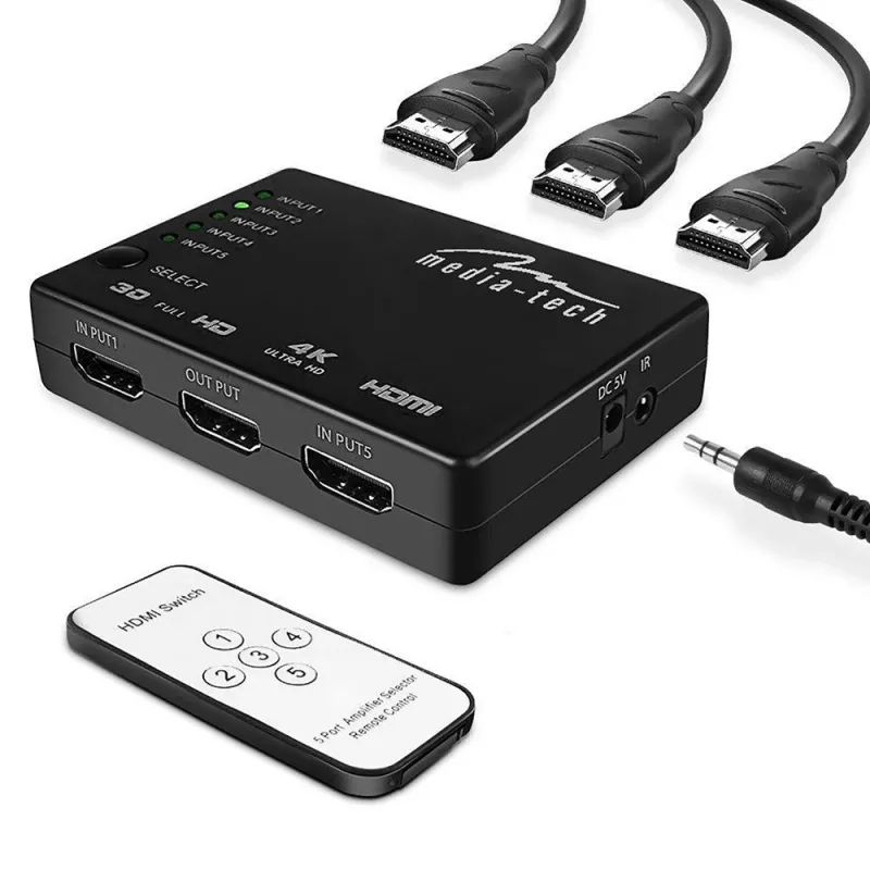 Media-Tech MT5207 5x HDMI jungiklis su 4K palaikymu