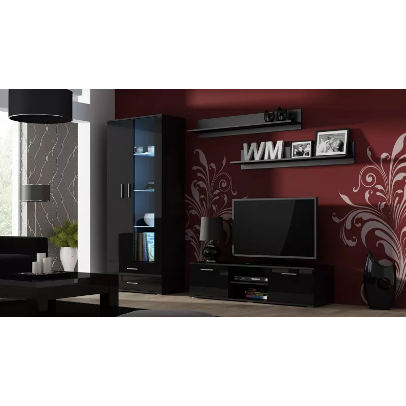 Cama TV stovas SOHO 140 juodas/juodas blizgus