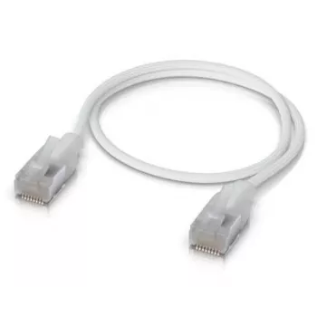 Tinklo jungiamasis kabelis UBIQUITI UACC-CABLE-PATCH-EL-C6A-1M-W — Cat6a, 1 m, RJ-45, permatomas baltas