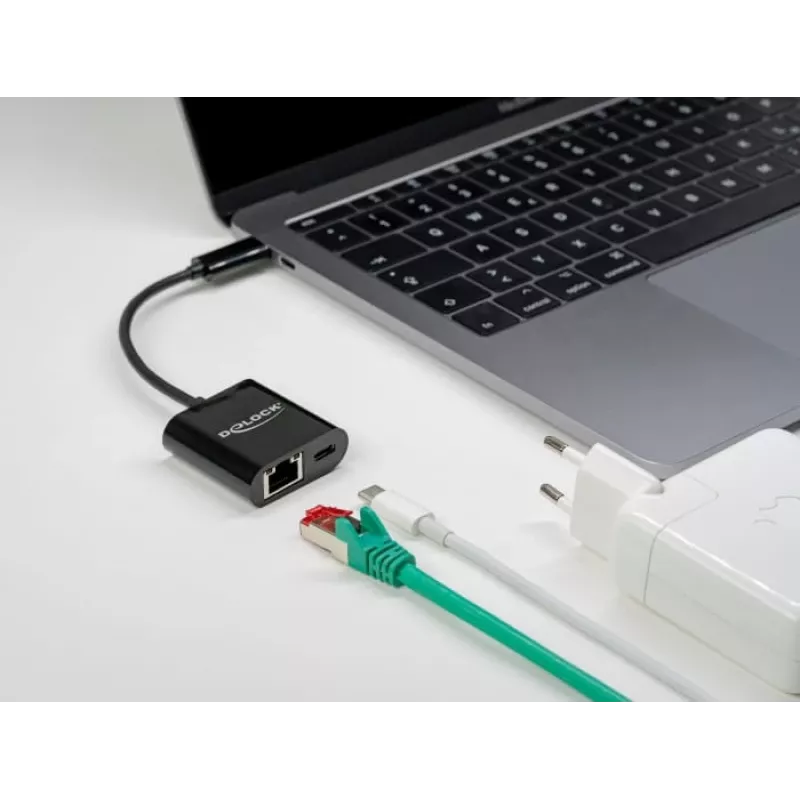 USB Type-C adapteris DeLOCK 66644 Gigabit LAN su Power Delivery