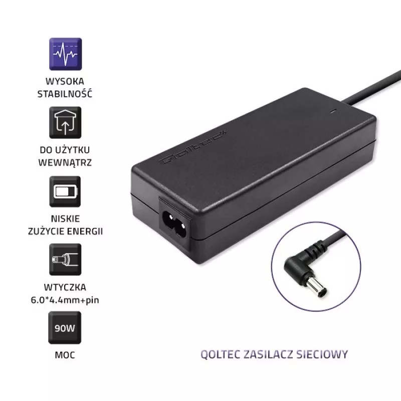 Qoltec 50088 maitinimo adapteris/inverteris 90W, vidaus, juodas