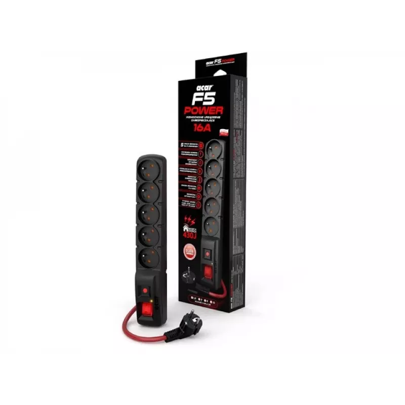 ACAR F5 POWER Black 5 lizdai 230 V 1.5 m