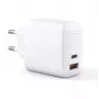 Sieninis įkroviklis Aukey PA-B3 Baltas GaN 65W USB-C / USB-A greitasis įkroviklis