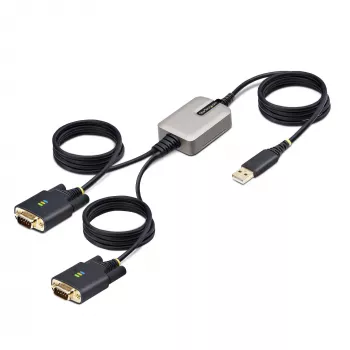 StarTech.com 13ft (4m) 2 prievadų USB į nuoseklųjį adapterio kabelis, keičiami DB9 varžtai/veržlės, COM išlaikymas, USB-A į DB9 RS232, FTDI, 4 lygio ESD apsauga, Windows/macOS/ChromeOS/Linux – tvirta TPE konstrukcija