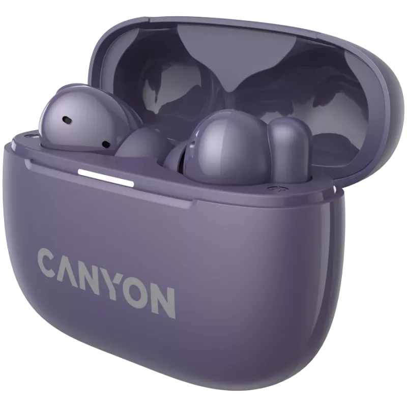 Canyon CNS-TWS10PL Ausinės ir Mikrofonas Tikras Belaidis Stereo (TWS) Į ausis Skambučiai/Muzika/Sportas/Kasdienis naudojimas USB Type-C Bluetooth Violetinė (CNS-TWS10PL)