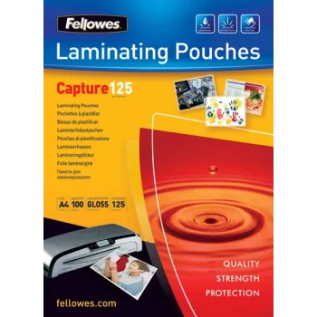Fellowes laminavimo maišeliai blizgūs 125 mikronų, 75x105 mm