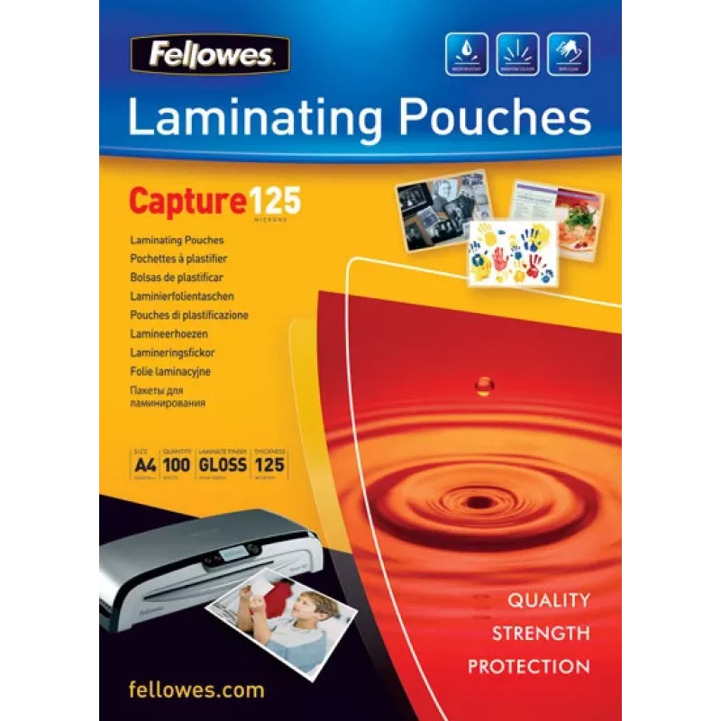 Fellowes laminavimo maišeliai blizgūs 125 mikronų, 75x105 mm