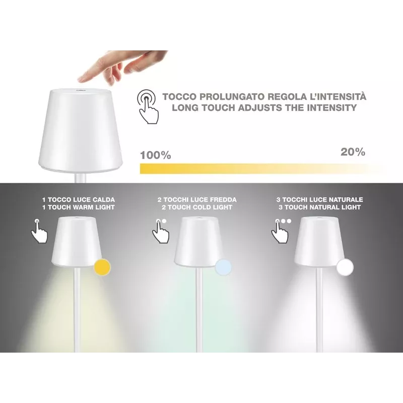 Beper P201UTP102 įkraunama stalo lempa, liečiamas jungiklis, 2 W
