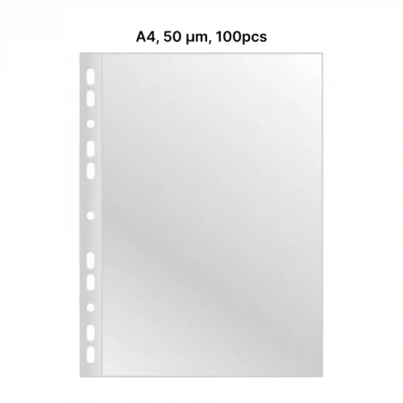 AD Class Kišenė su perforacija A4 Crystal Clear 50 mikr., pakuotė 100 vnt.
