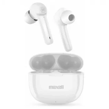 Belaidės ausinės Maxell Dynamic+ su įkrovimo dėklu Bluetooth baltos