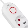Maitinimo juosta MACLEAN MCE394W – 3 lizdai, 3×USB 2.1A, 110–240V AC, 2500W, 1,5 m laidas, balta