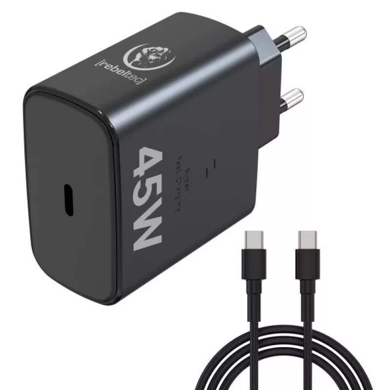 Rebeltec Fast Charger USB-C RBLAKT00026 45W nešiojamiesiems kompiuteriams ir telefonams