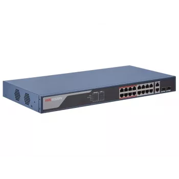 Hikvision DS-3E1318P-EI valdomas tinklo jungiklis Fast Ethernet (10/100) PoE 1U mėlynas