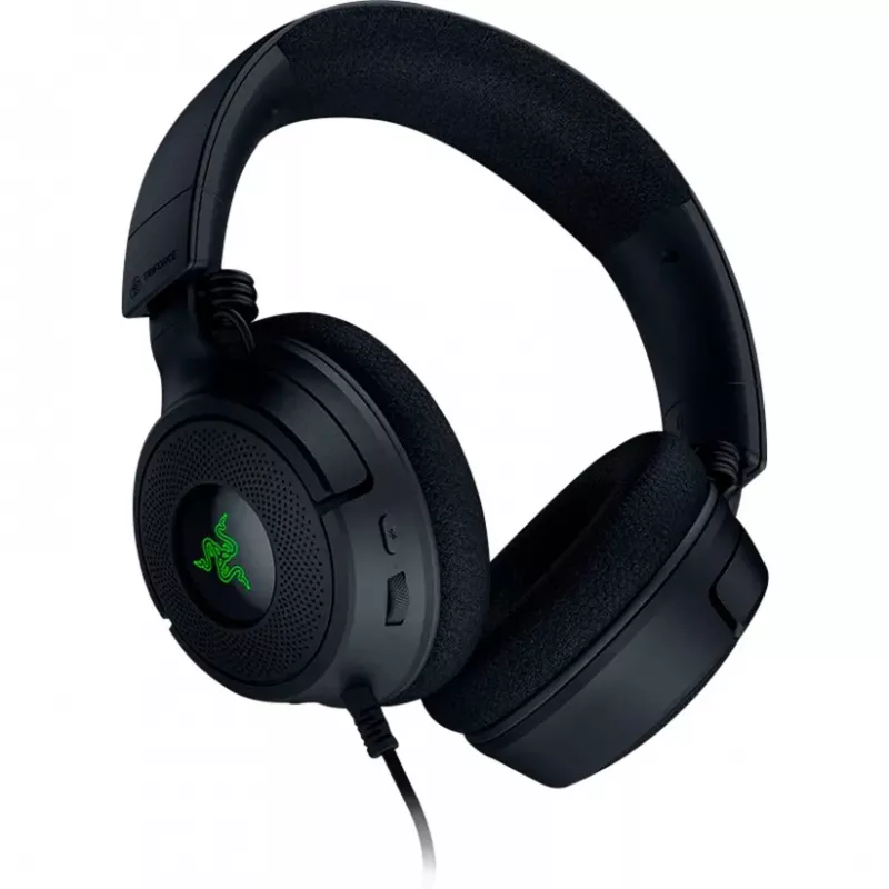 Razer Kraken V4 X – laidinis žaidimų ausinių komplektas su TriForce 40 mm tvarkyklėmis, ištraukiamu kardioidiniu mikrofonu, 7.1 erdviniu garsu ir Chroma RGB apšvietimu
