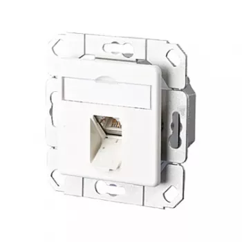 METZ CONNECT E-DAT - RJ-45 kištukinis lizdas, įleidžiamas montavimas, gryna balta RAL 9010 (130C371102-I)