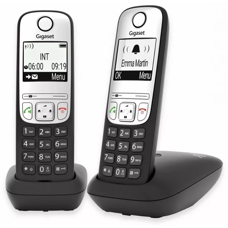 Gigaset A690 Duo analoginis telefonas su skambučio numerio atpažinimu juodas, sidabrinis