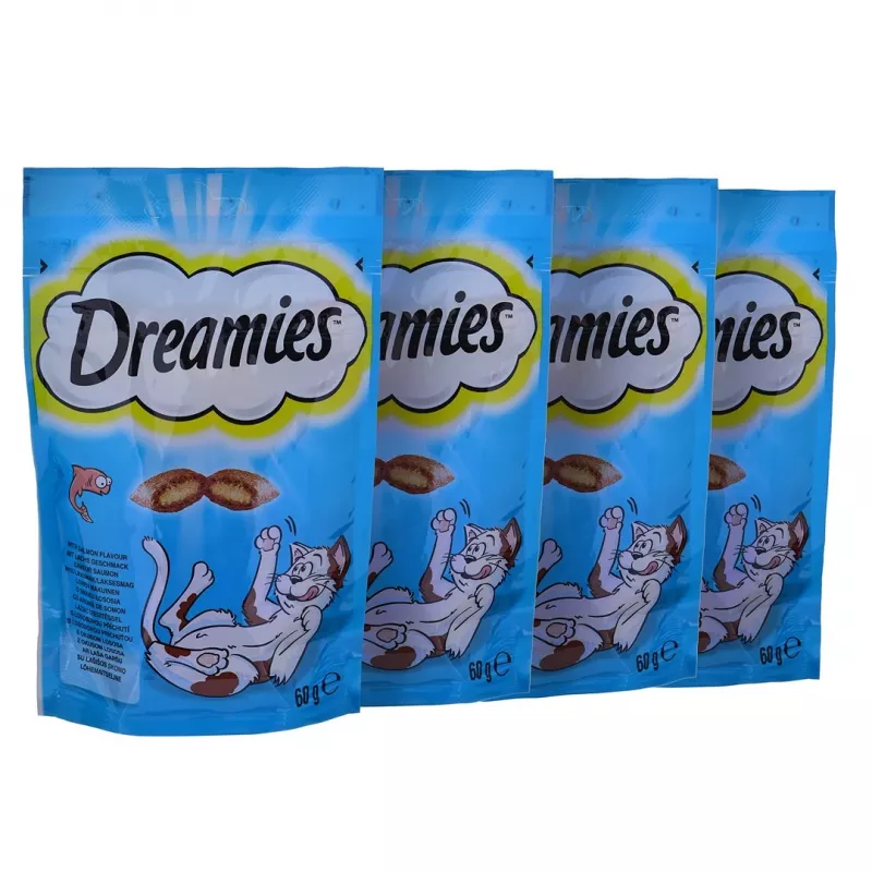 Kačių skanėstai Dreamies sūris, vištiena, lašiša asorti 12×60 g
