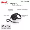 Flexi New Classic Cat XS 3 m – atsitraukiamas pavadėlis su virvele mažiems augintiniams, juodas, maks. apkrova 8 kg
