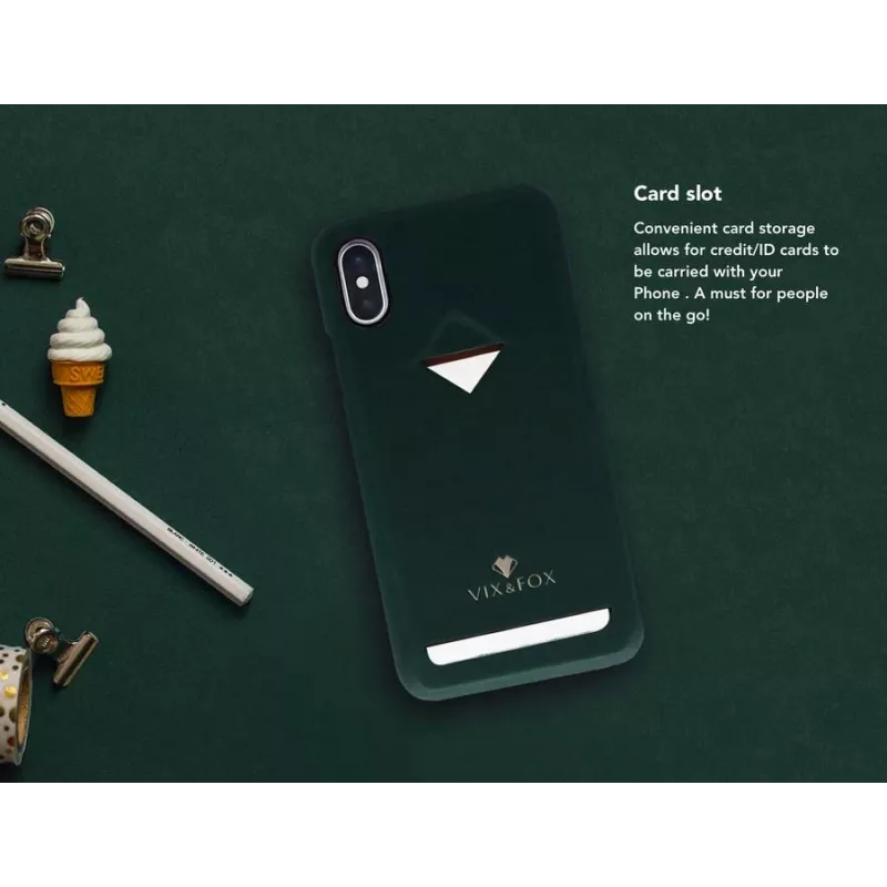 VixFox Card Slot Back Shell iPhone XSMAX – miško žalia, galinis apsauginis dėklas su kortelių kišene