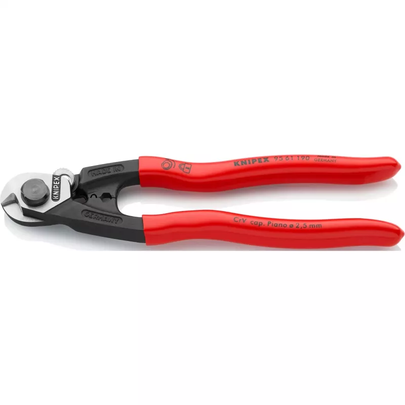 Knipex 95 61 190 plieninių lynų kirptuvai, 190 mm