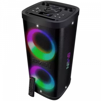 Nešiojamas garsiakalbis SVEN PS-930, juodas, galia 2x75W (RMS), TWS, Bluetooth, FM, USB, microSD, LED ekranas, ličio baterija