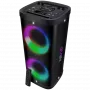 Nešiojamas garsiakalbis SVEN PS-930, juodas, galia 2x75W (RMS), TWS, Bluetooth, FM, USB, microSD, LED ekranas, ličio baterija