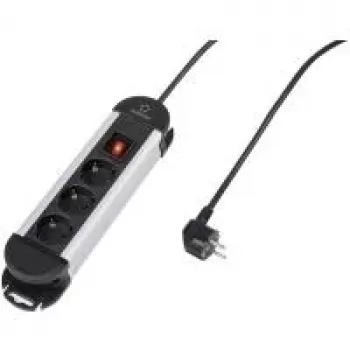 Maitinimo blokas Renkforce 315A-CMB — 3 lizdai juoda/sidabrinė su jungikliu