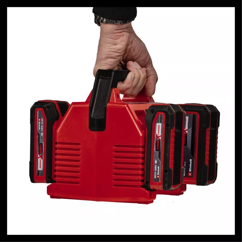EINHELL Power X-Quattrocharger 4A – universalus Power X-Change įkroviklis 4 akumuliatoriams (LED būsenos indikacija, lygiagretusis įkrovimas, greitasis įkrovimas, įkrovimo valdymas)