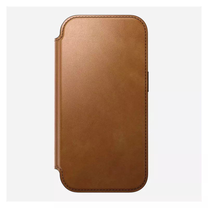 Nomad Modern Leather Folio dėklas iPhone 17 Pro, oda + aliuminis, 6,3 colio (16 cm), Tan, 3 kortelių kišenės
