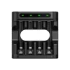 Baterijų įkroviklis XTAR 4 lizdai AA/AAA (Li-ion, NiMH) USB-C, LED indikatoriai, juodas