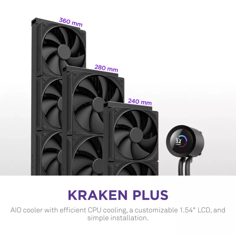 Vandens aušintuvas NZXT Kraken Plus 280 14 cm Juodas