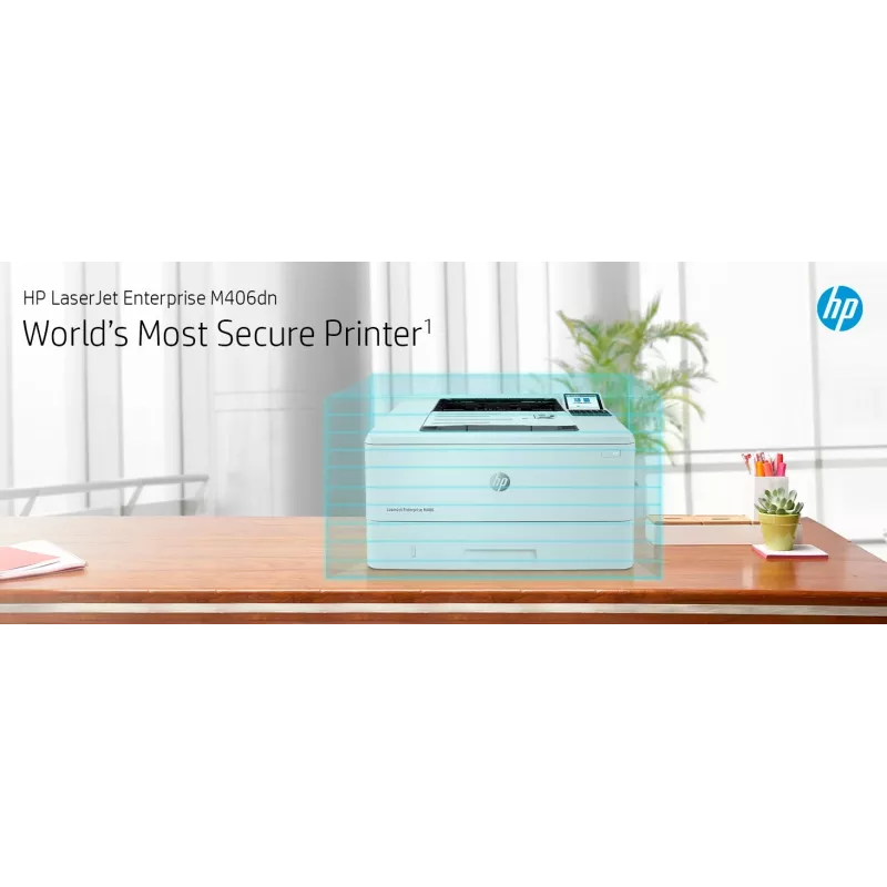 HP LaserJet Enterprise M406dn spausdintuvas, lazerinis, 1200 x 1200 DPI, A4, 38 ppm, dvipusis spausdinimas, tinklo paruoštas