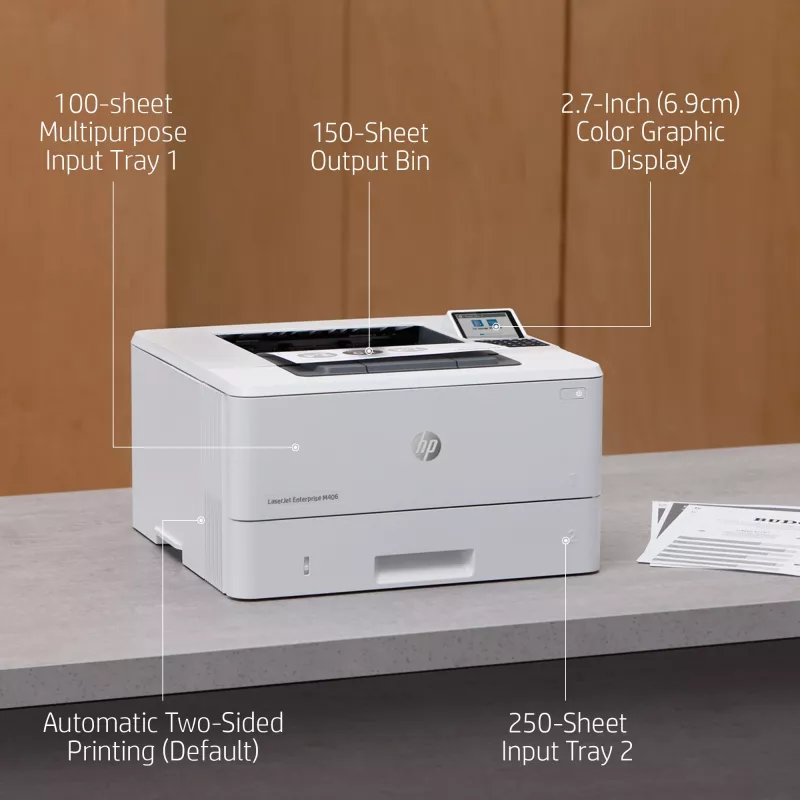 HP LaserJet Enterprise M406dn spausdintuvas, lazerinis, 1200 x 1200 DPI, A4, 38 ppm, dvipusis spausdinimas, tinklo paruoštas