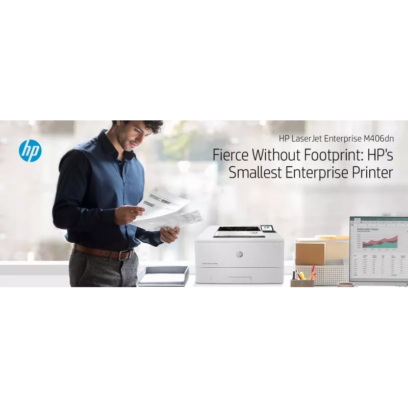 HP LaserJet Enterprise M406dn spausdintuvas, lazerinis, 1200 x 1200 DPI, A4, 38 ppm, dvipusis spausdinimas, tinklo paruoštas