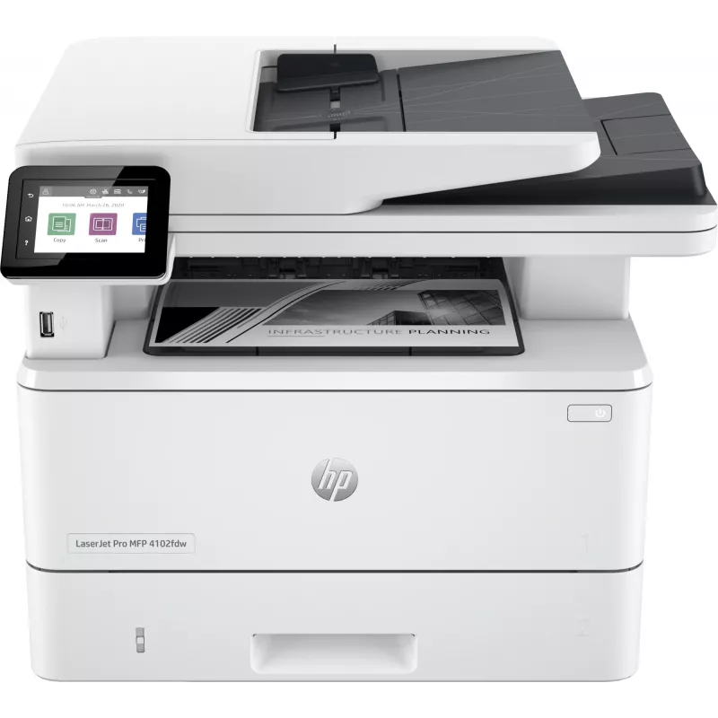 HP LaserJet Pro MFP 4102dw daugiafunkcis spausdintuvas, lazerinis, monochrominis spausdinimas, 1200 x 1200 DPI, A4, tiesioginis spausdinimas, baltas