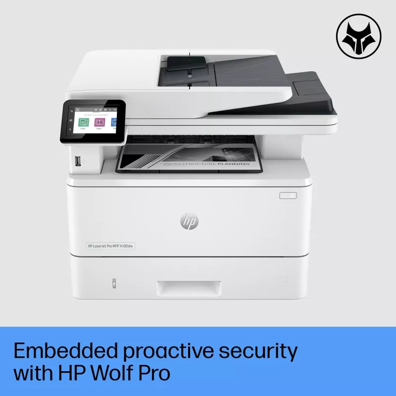 HP LaserJet Pro MFP 4102dw daugiafunkcis spausdintuvas, lazerinis, monochrominis spausdinimas, 1200 x 1200 DPI, A4, tiesioginis spausdinimas, baltas