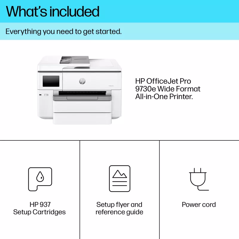 HP OfficeJet Pro 9730e belaidis viskas viename spalvotas spausdintuvas, Instant Ink; dvipusis spausdinimas